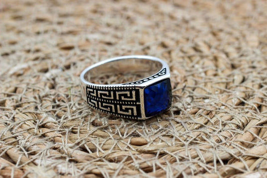 Sapphire Ring Silver-Halo