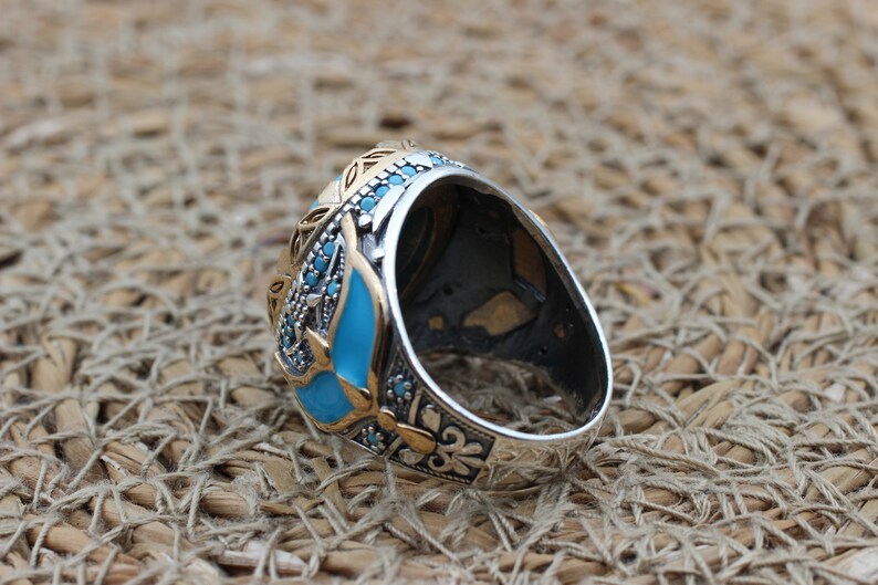 Turquoise Silver ring for Men Bloom