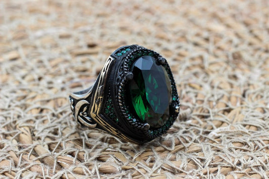 Emerald Silver ring-Turkish Blades