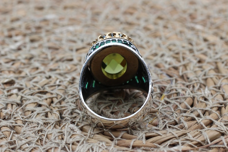 Peridot  Silver ring for Men-August Aura