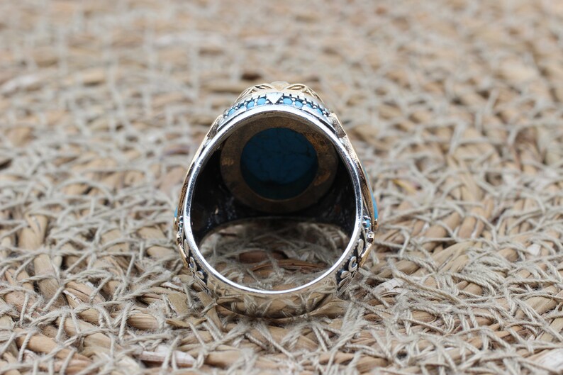 Turquoise Silver ring for Men Bloom