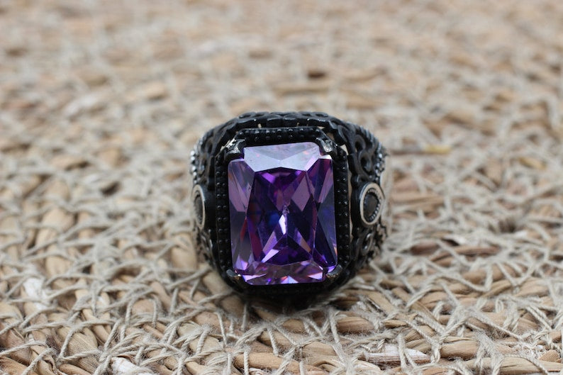 Amethyst Silver ring-Turkish