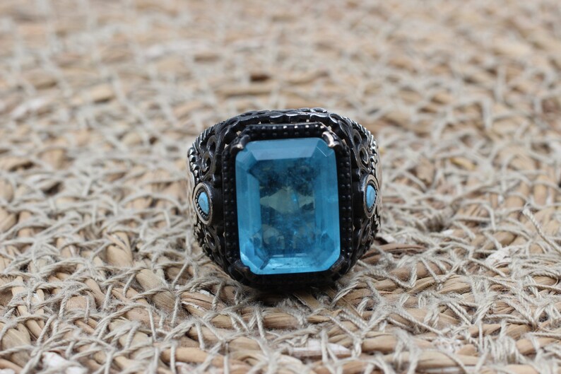 Aquamarine Silver ring-Deep Ocean