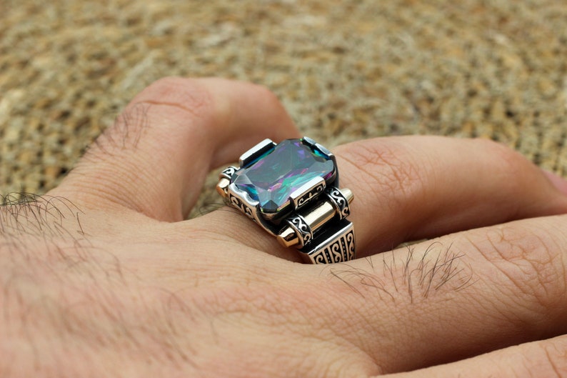 Mystic Topaz Silver ring for Men-Turkish