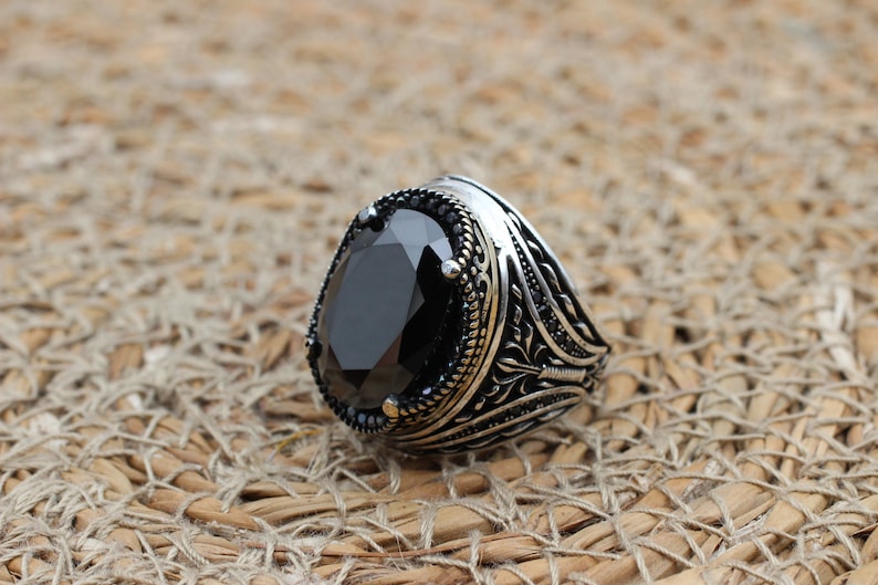 Onyx Silver ring-Eternal Flower