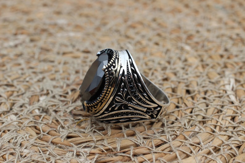 Onyx Silver ring-Eternal Flower