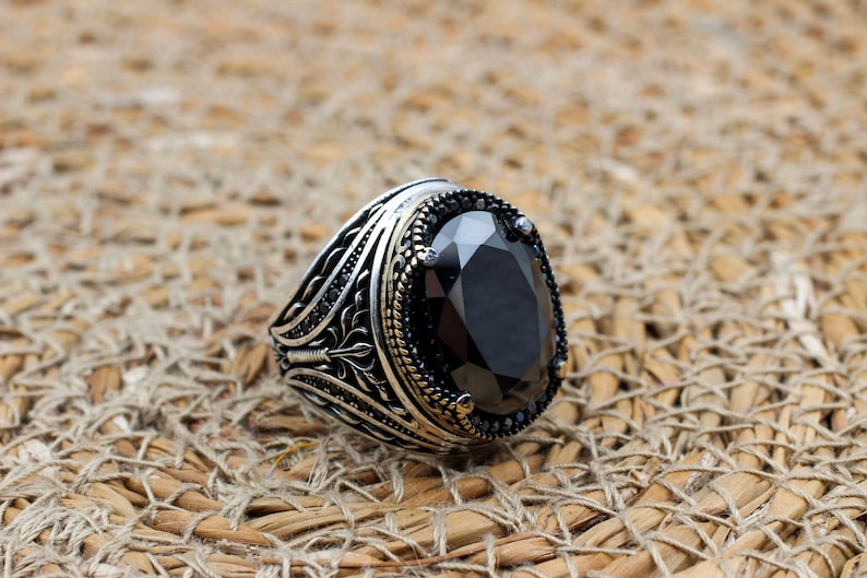 Onyx Silver ring-Eternal Flower