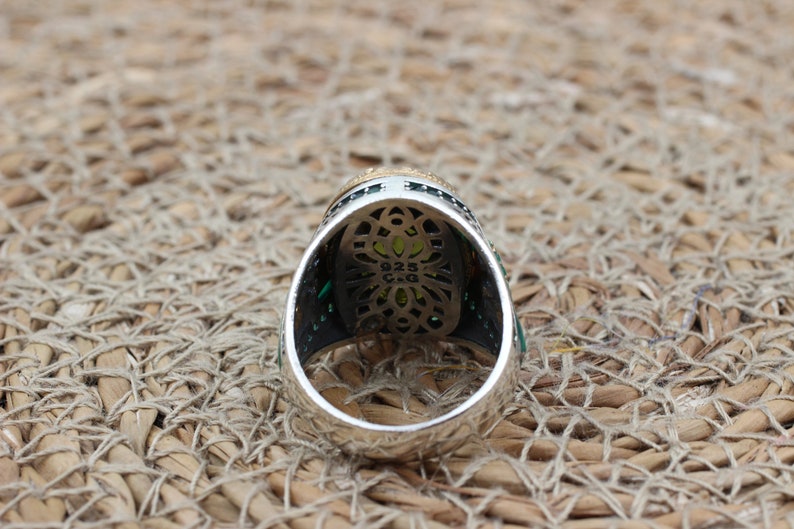 Peridot  Silver ring for Men-Dagger