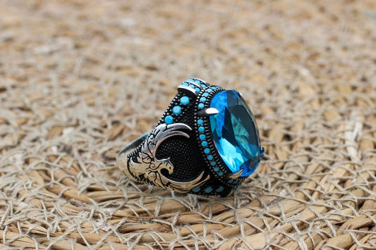 Aquamarine Silver ring-Falcon