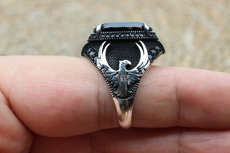 Onyx Silver ring-Predator