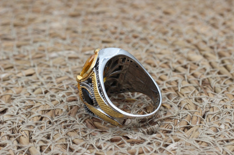 Citrine Silver ring for Men- Kingdom of güneş