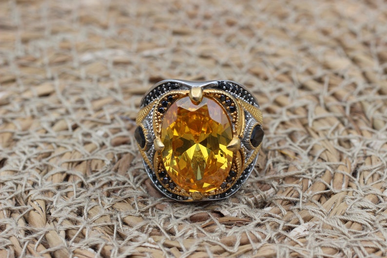 Citrine Silver ring for Men- Kingdom of güneş