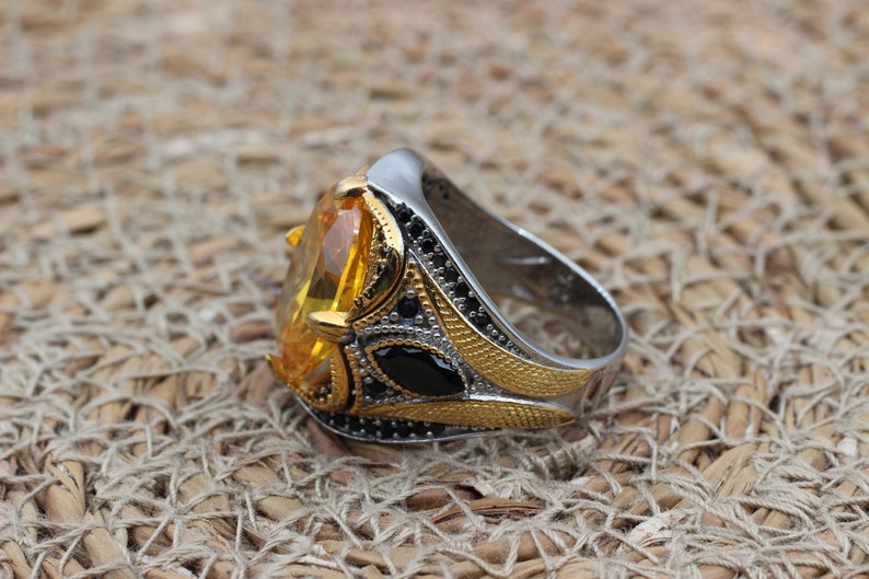 Citrine Silver ring for Men- Kingdom of güneş