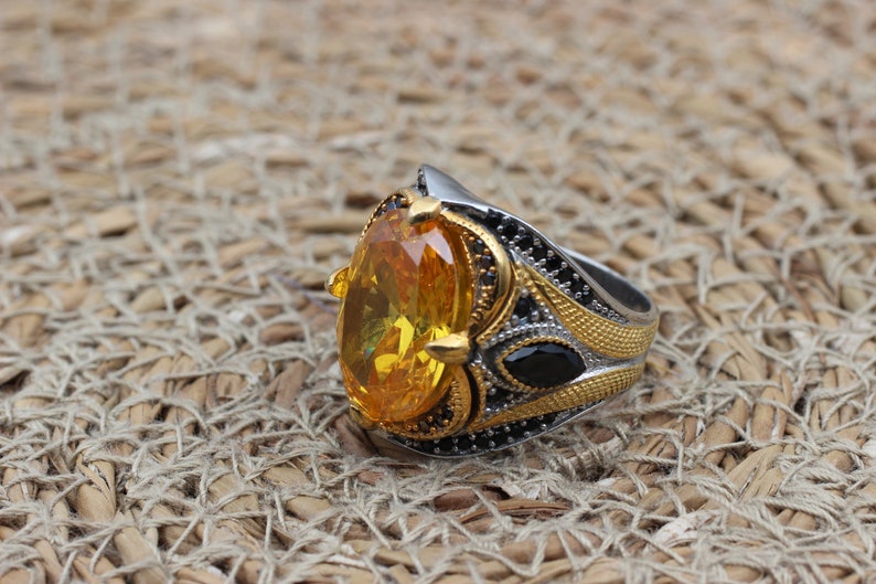 Citrine Silver ring for Men- Kingdom of güneş