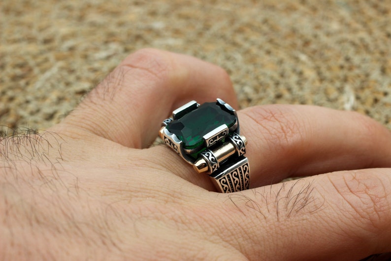 Emerald Silver ring-Turkish Design