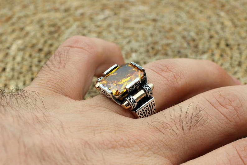 Citrine Silver ring for Men- Turkish