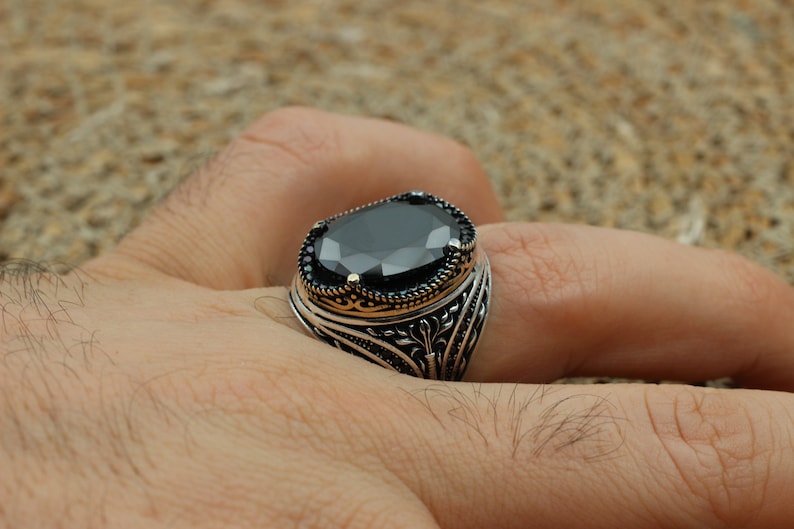 Onyx Silver ring-Eternal Flower