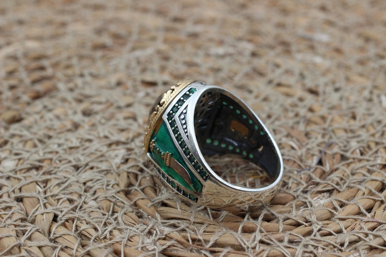 Peridot  Silver ring for Men-Dagger