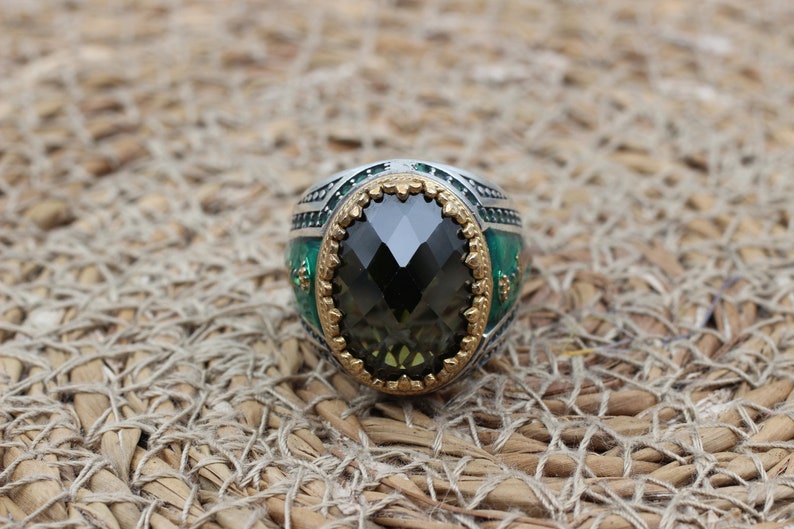 Peridot  Silver ring for Men-Dagger