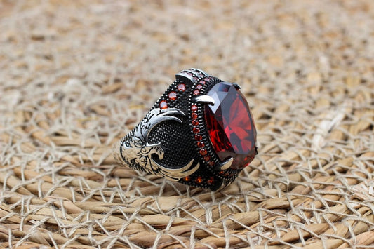 Ruby Silver ring-Predator