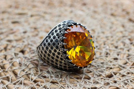 Citrine Silver ring for Men-Emperor