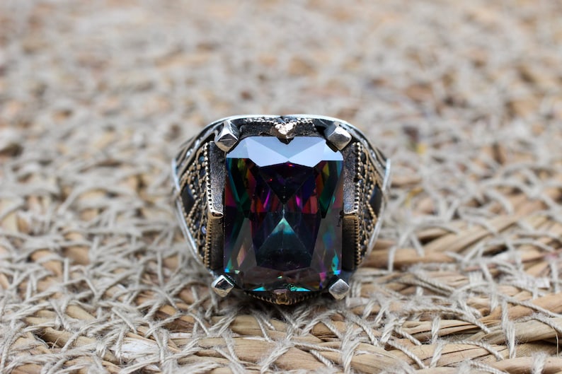 Mystic Topaz Silver ring for Men-Prince