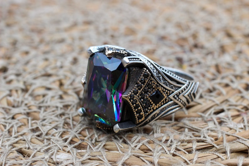 Mystic Topaz Silver ring for Men-Prince