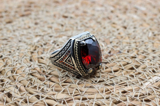 Ruby Silver Ring-Prens Yüzüğü