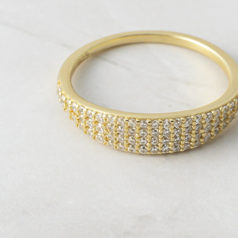 Pavé Signet Gold Plated CZ diamond ring