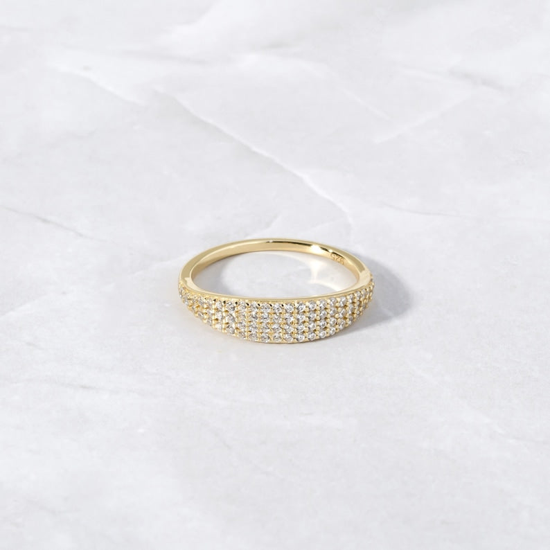 Pavé Signet Gold Plated CZ diamond ring