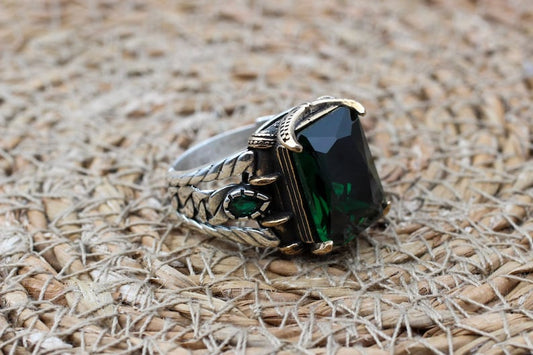 Emerald Silver ring-Little Prince