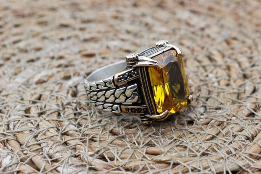 Citrine Silver ring for Men-Prince