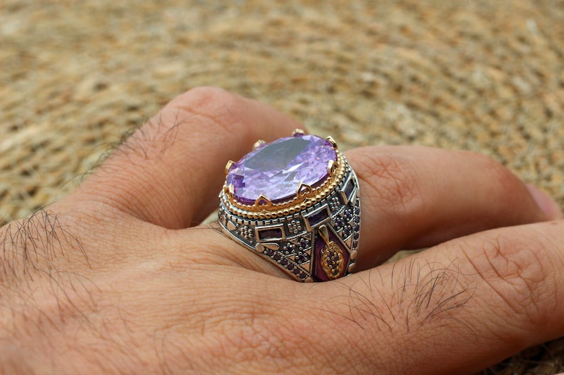 Amethyst Silver ring-Ottoman Design