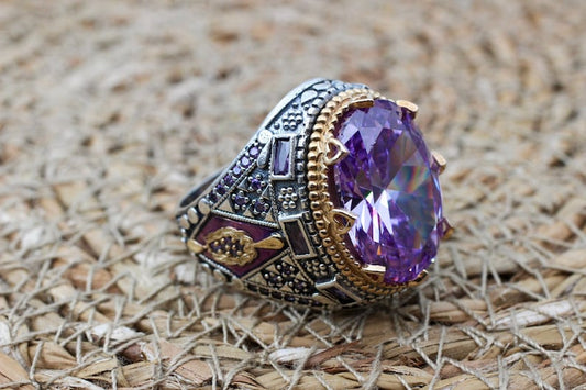 Amethyst Silver ring-Ottoman Design