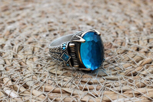 Aquamarine Silver ring-CourageCraft