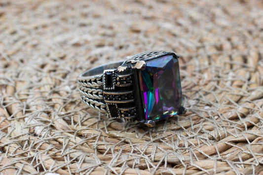 Mystic Topaz Silver ring for Men-Inner Spirit