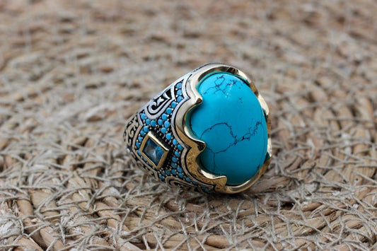 Turquoise Silver ring for Men Calm Waters