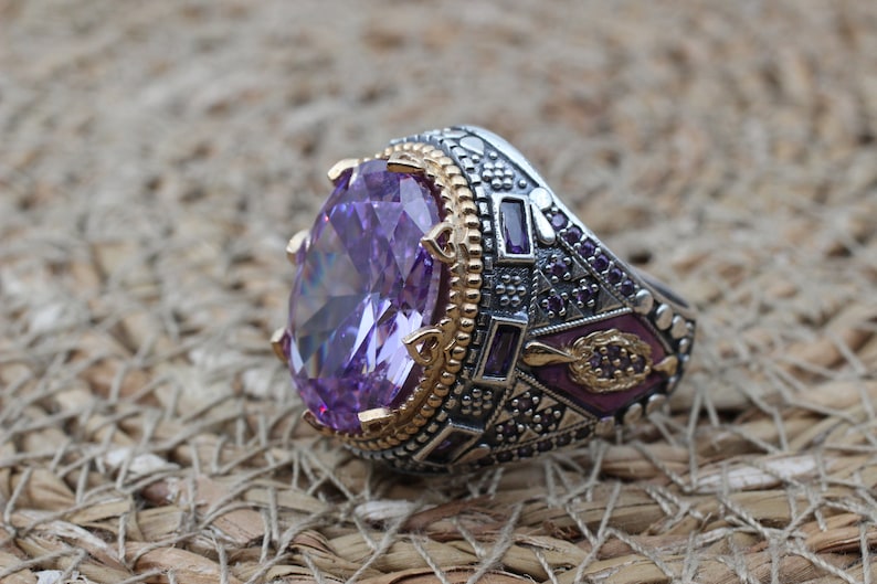 Amethyst Silver ring-Ottoman Design