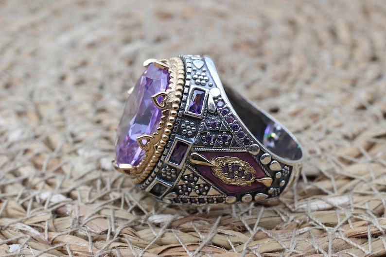 Amethyst Silver ring-Ottoman Design