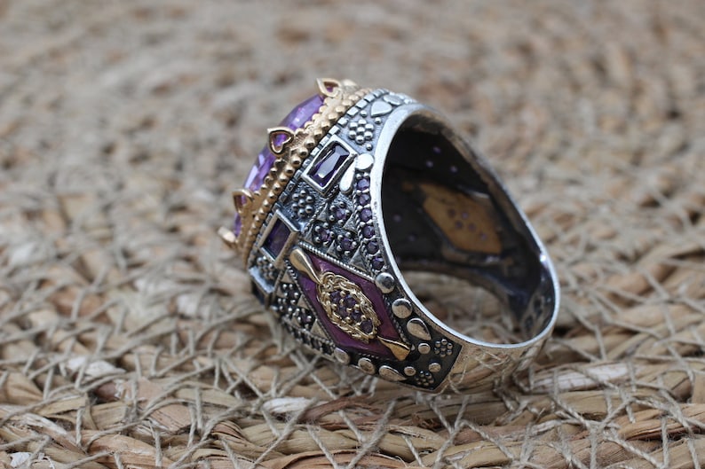 Amethyst Silver ring-Ottoman Design