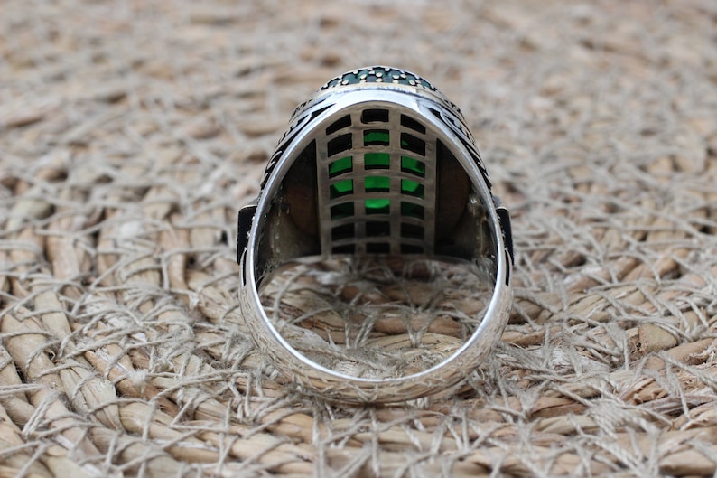 Emerald Silver ring-Nature Green