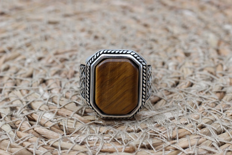 Tiger eye Silver ring for Men Tiger vision