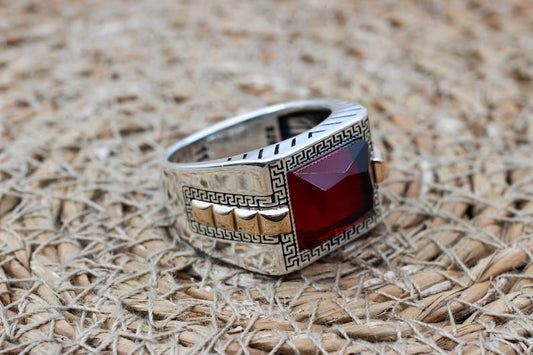 Ruby Silver Ring-Golden touch