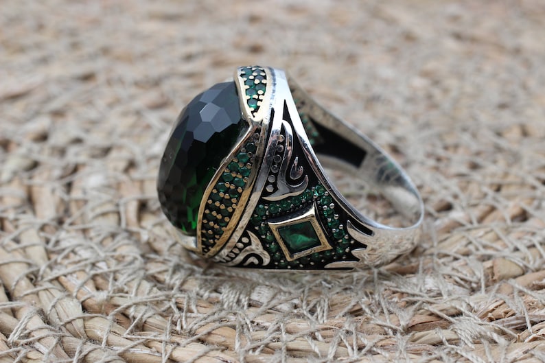 Emerald Silver ring-Nature Green