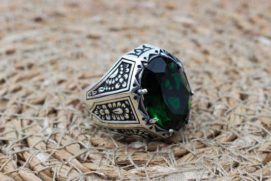 Emerald Silver ring-Balance Beacon