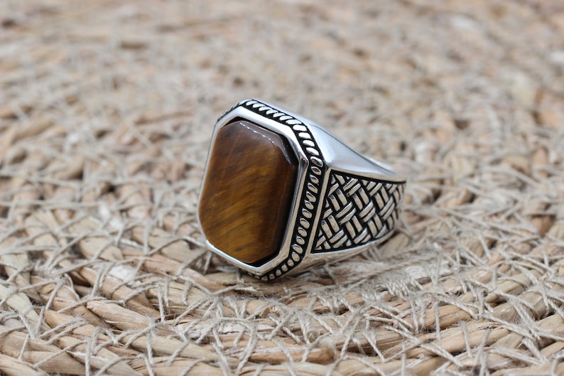 Tiger eye Silver ring for Men Tiger vision