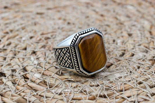 Tiger eye Silver ring for Men Tiger vision