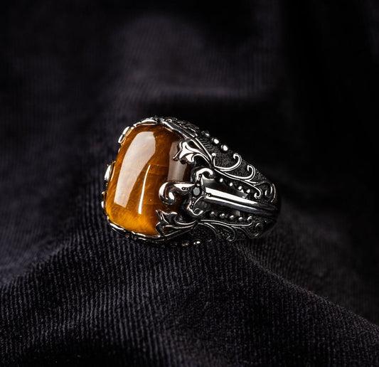 Tiger eye Silver ring Silver Blade