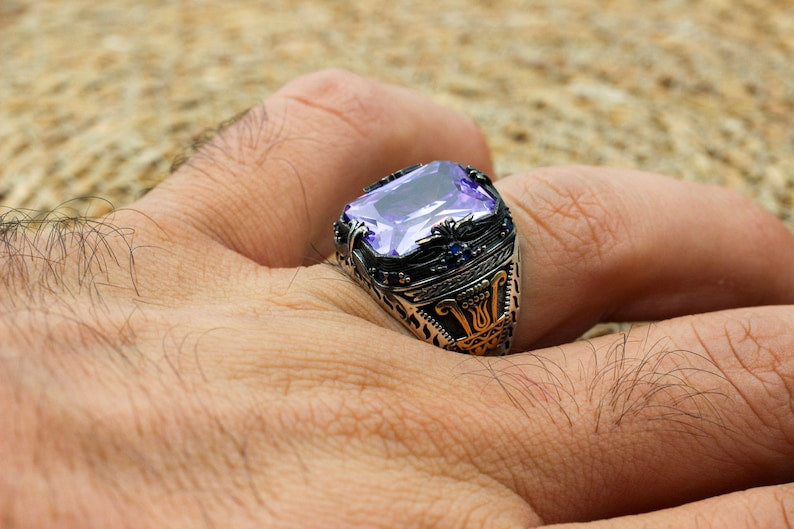 Amethyst Silver ring-Violet Mist