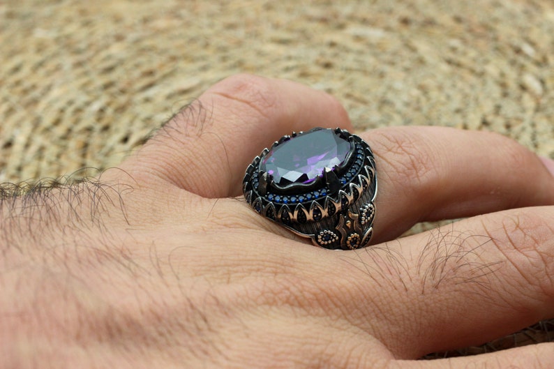 Amethyst Silver ring-Violet Bloom